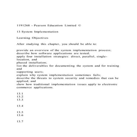 1191268 - Pearson Education Limited ©13 System Implementat