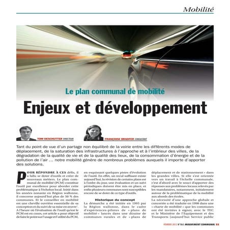 Le plan communal de mobilité - Enjeux et développement
