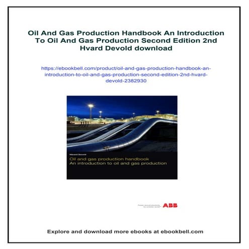 Oil And Gas Production Handbook An Introduction To Oil And Gas ...