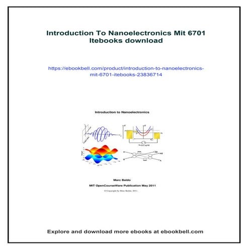 Introduction To Nanoelectronics Mit 6701 Itebooks | PDF