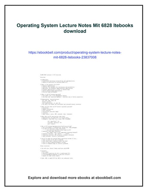 Operating System Lecture Notes Mit 6828 Itebooks
