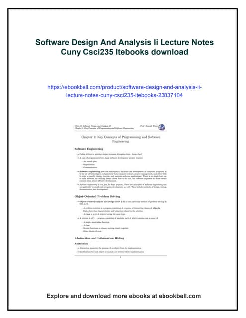 Software Design And Analysis Ii Lecture Notes Cuny Csci235 Itebooks