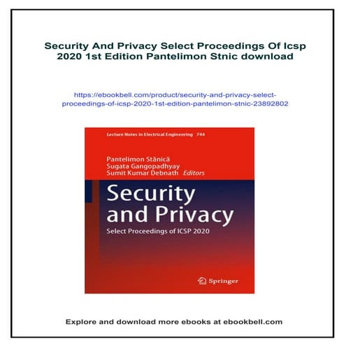 Security And Privacy Select Proceedings Of Icsp 2020 1st Edition ...