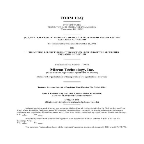 micron technollogy 2003_Q1_10Q