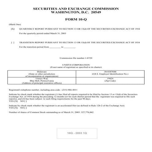 unisys 2003_1Q_10Q