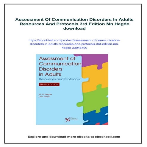 Assessment Of Communication Disorders In Adults Resources And Protocols ...