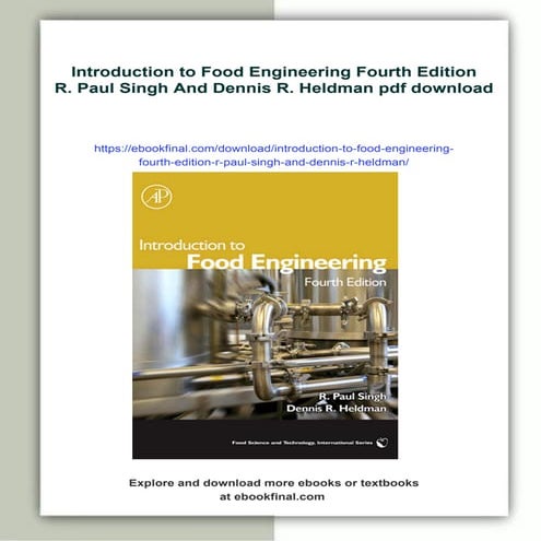 Introduction to Food Engineering Fourth Edition R. Paul Singh And ...