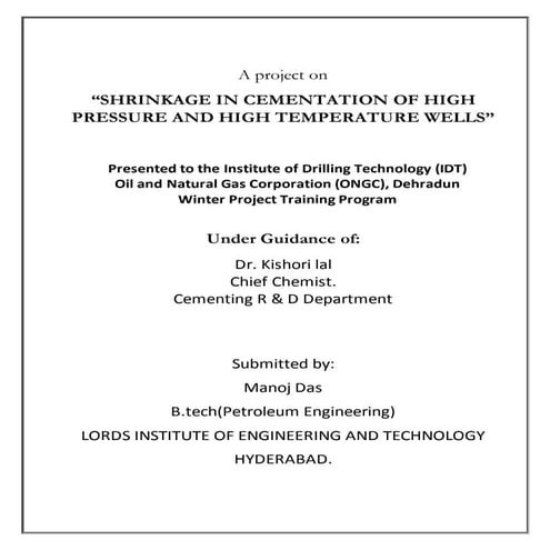 Manoj Das ONGC project