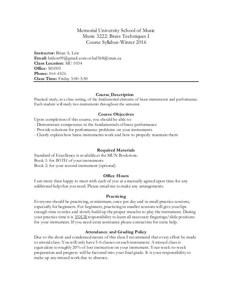 Brass Techniques Syllabus