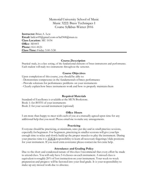 Brass Techniques Syllabus