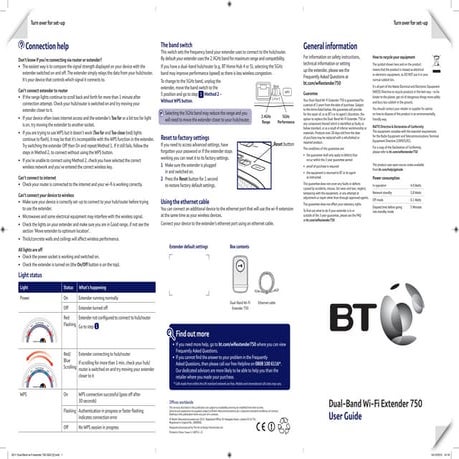 BT 11ac Dual-Band Wi-Fi Extender 750 Quick Start