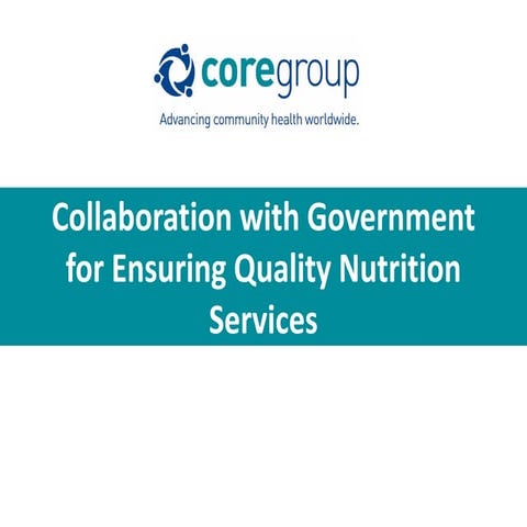 Collaboration with Government for Ensuring Quality Nutrition Services Present...