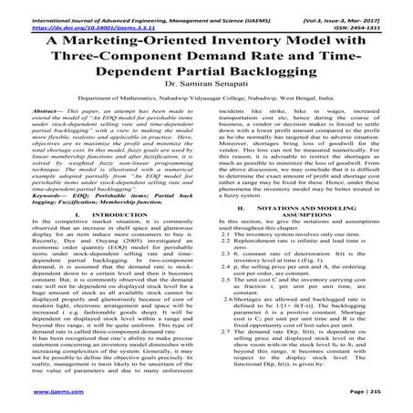 A Marketing-Oriented Inventory Model with Three-Component Demand Rate and Tim...