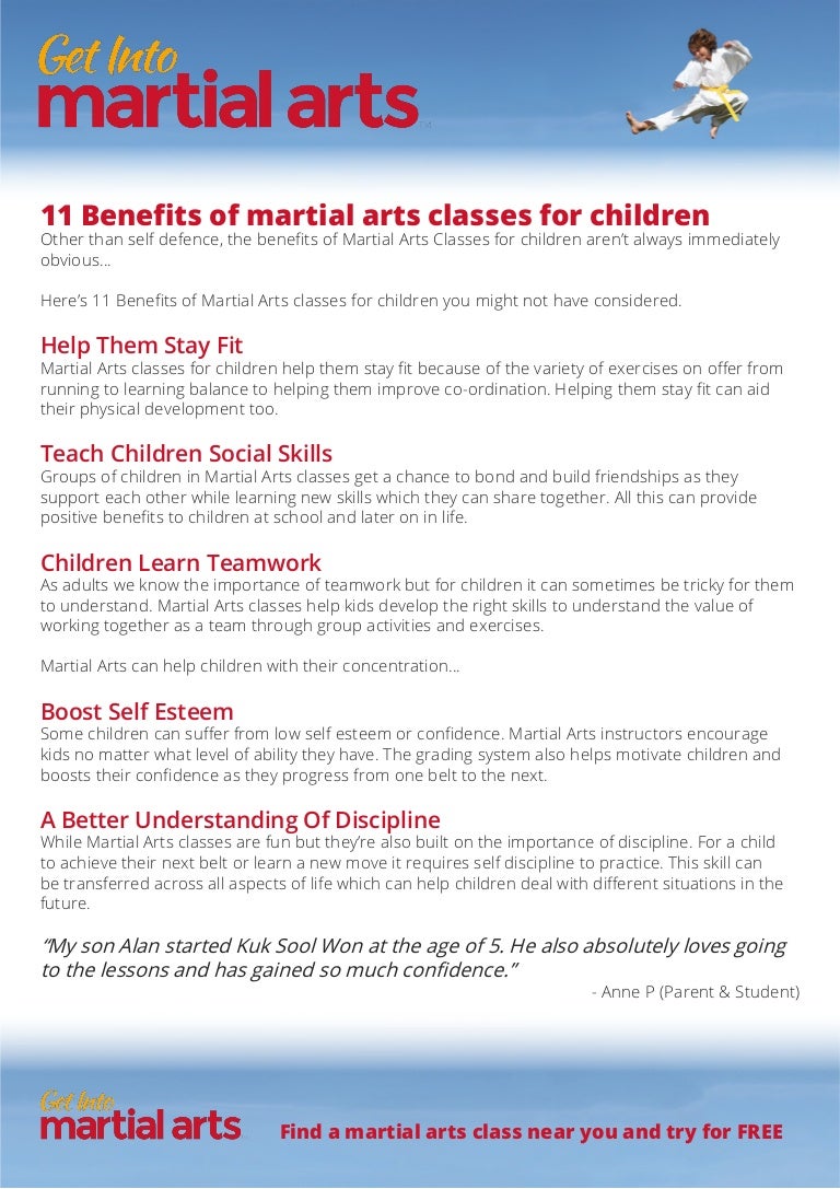11 benefits of martial arts classes for children