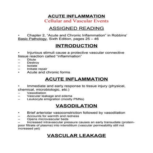 11 cellular & vascular events in acute inflammation