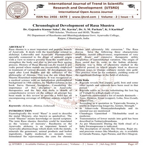Chronological Development of Rasa Shastra