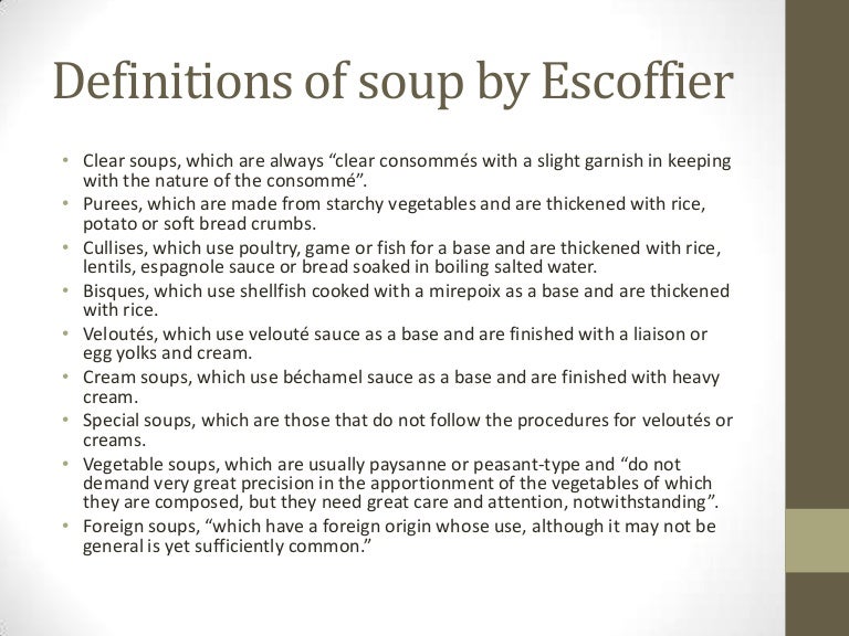11 definitions of soup by escoffier