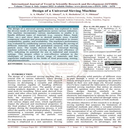 Design of a Universal Sieving Machine | PDF