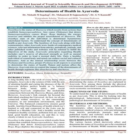 Determinants of Health in Ayurveda