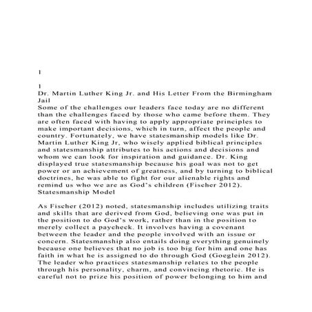 11Dr. Martin Luther King Jr. and His Letter From the.docx