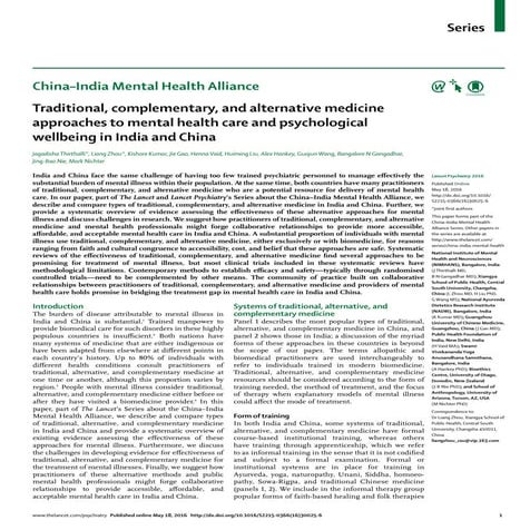 TCAM for Mental Illness in India and China  Lancet-Psychiatry-16