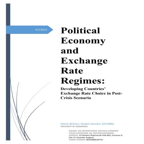 Thesis- Martin Belchev- Exchange Rate Regime Choice in Developing Countries