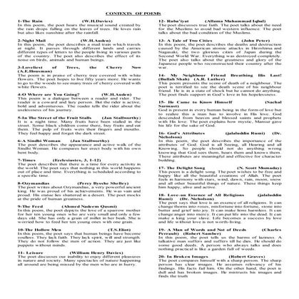 11 english poems contexts