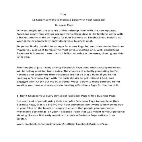 11 essentials for facebook