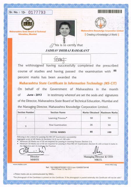 DHIRAJ MS-CIT CERTIFICATE