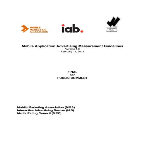 Mobile Application Advertising Measurement Guidelines