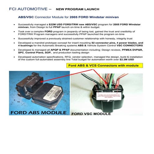 FCI AUTOMOTIVE 2005 FORD MINIVAN ABS-VSC LAUNCH