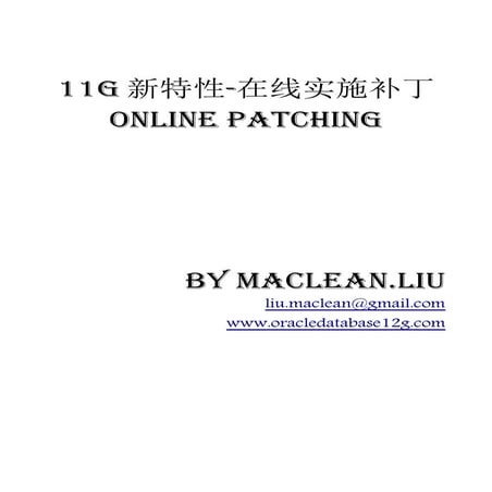 11g新特性 在线实施补丁online patching