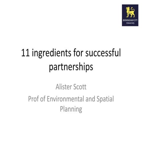 11 ingredients for successful partnerships