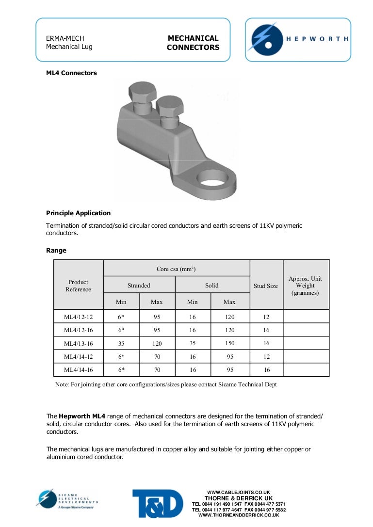 11kV Triplex Copper Wire Screen 35sqmm Termination Lugs Sicame Hepw…