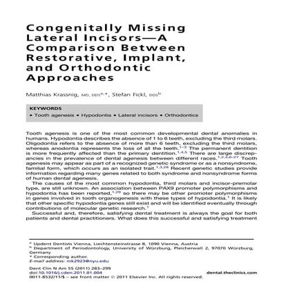Management of Congenitally Missing Bilateral Lateral Incisors with ...
