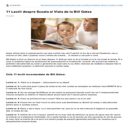 11 lectii despre scoala si viata de la Bill Gates