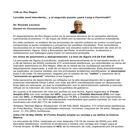 Análisis político electoral Río Negro 2025
