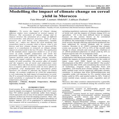 Economic Impact of Climate Change on Wheat and Cotton in Major ...