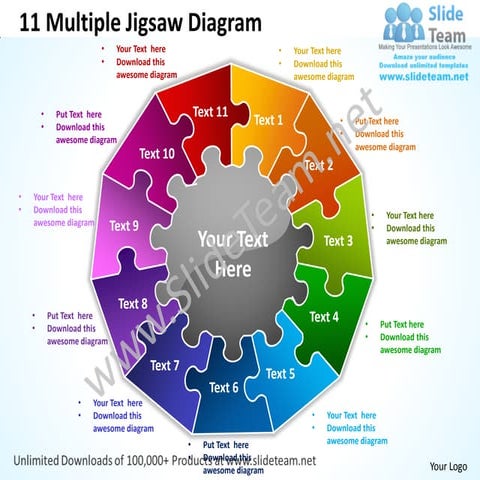 11 multiple jigsaw diagram powerpoint templates 0712