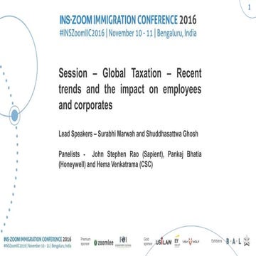 INSZoom Immigration Conference 2016 - Recent Trends in Global Taxation