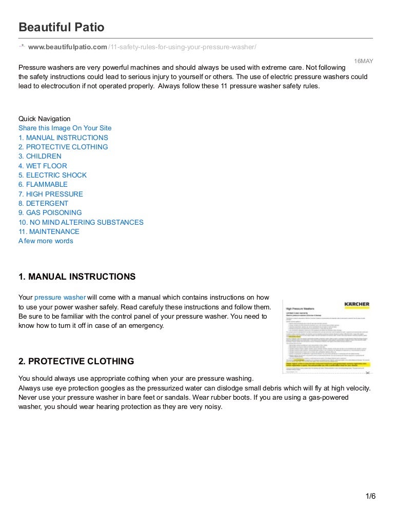11 pressure washer safety rules