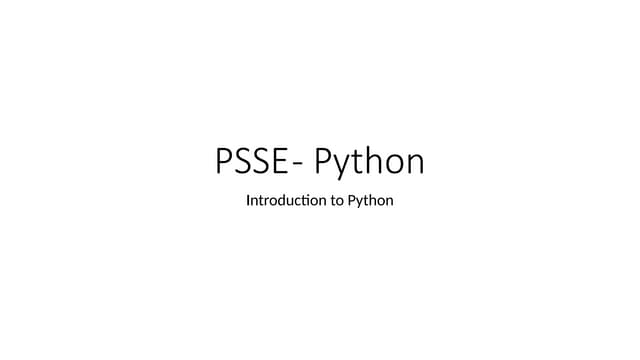 Introduction to Python Basics for PSSE Integration