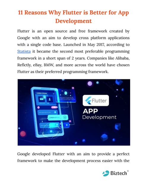 11 reasons why flutter is better for app development