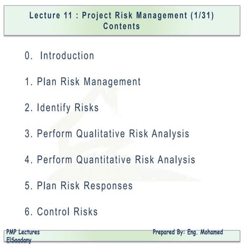 PMP Preparation - 11 Risk Management