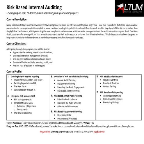  Risk based internal auditing