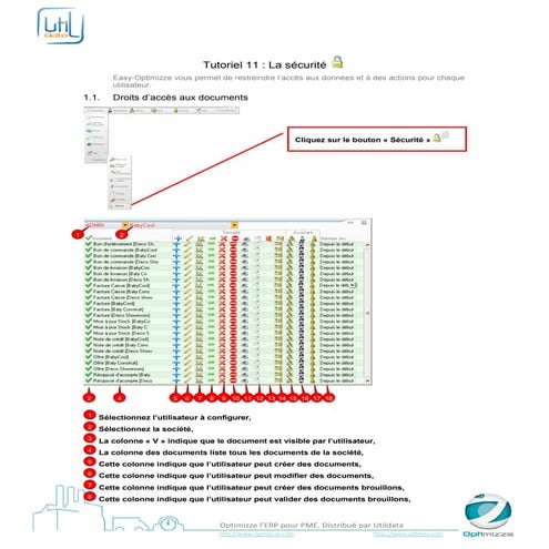 Configuration : Sécurité - Optimizze - ERP - V16