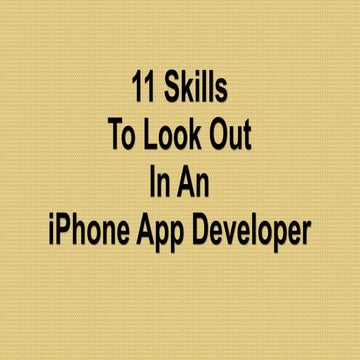 11 skills to look out in an i phone app developer