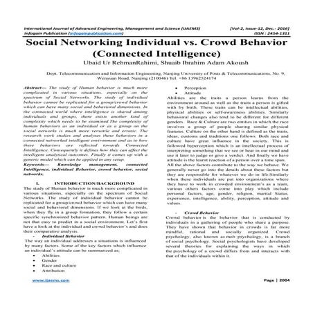 social networking individual vs. crowd behavior (connected intelligence)