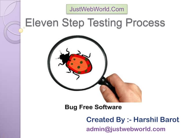 11 steps of testing process - By Harshil Barot