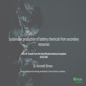 Sustainable production of battery chemicals from secondary resource
